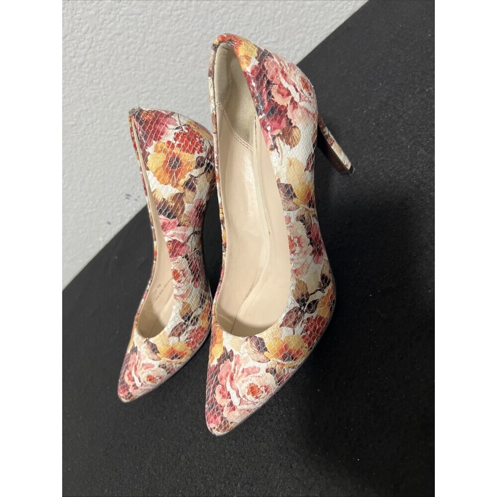 COLE HAAN SNAKE FLORAL PRINT LEATHER POINTED TOE PUMP WOMEN'S US 7 SUPER HOT